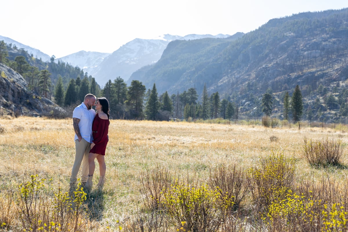 Jessica & Mark engagement photo 1 at Cub Lake, Rocky Mountain National Park