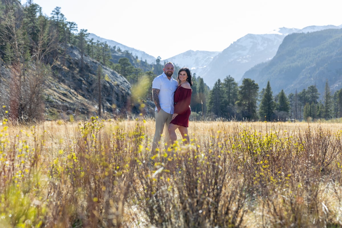 Jessica & Mark engagement photo 2 at Cub Lake, Rocky Mountain National Park