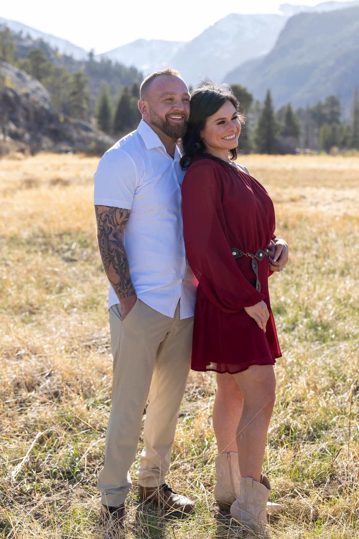 Jessica & Mark engagement photo 3 at Cub Lake, Rocky Mountain National Park