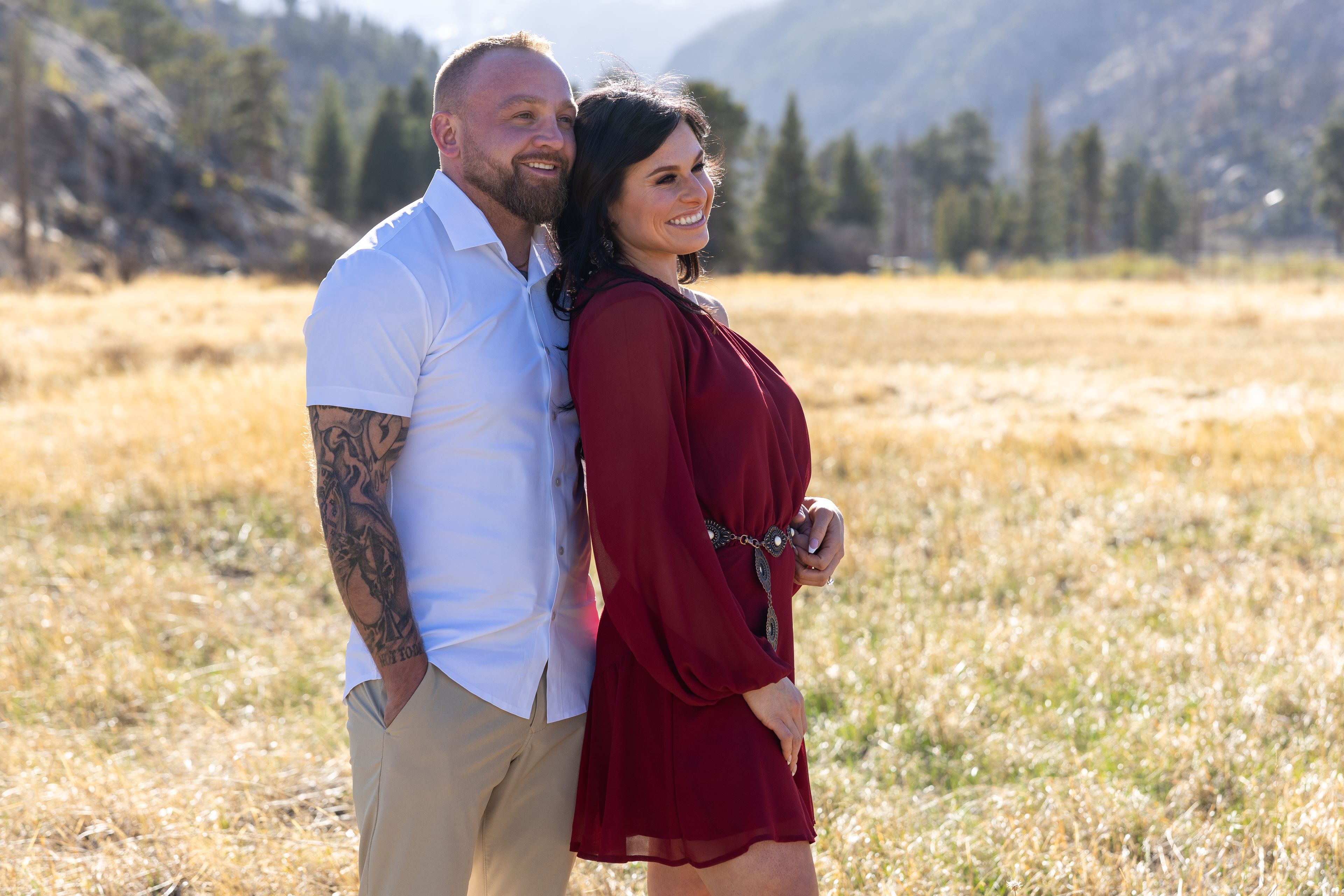 Jessica Mancini (engagement) real wedding photo at Cub Lake, Rocky Mountain National Park