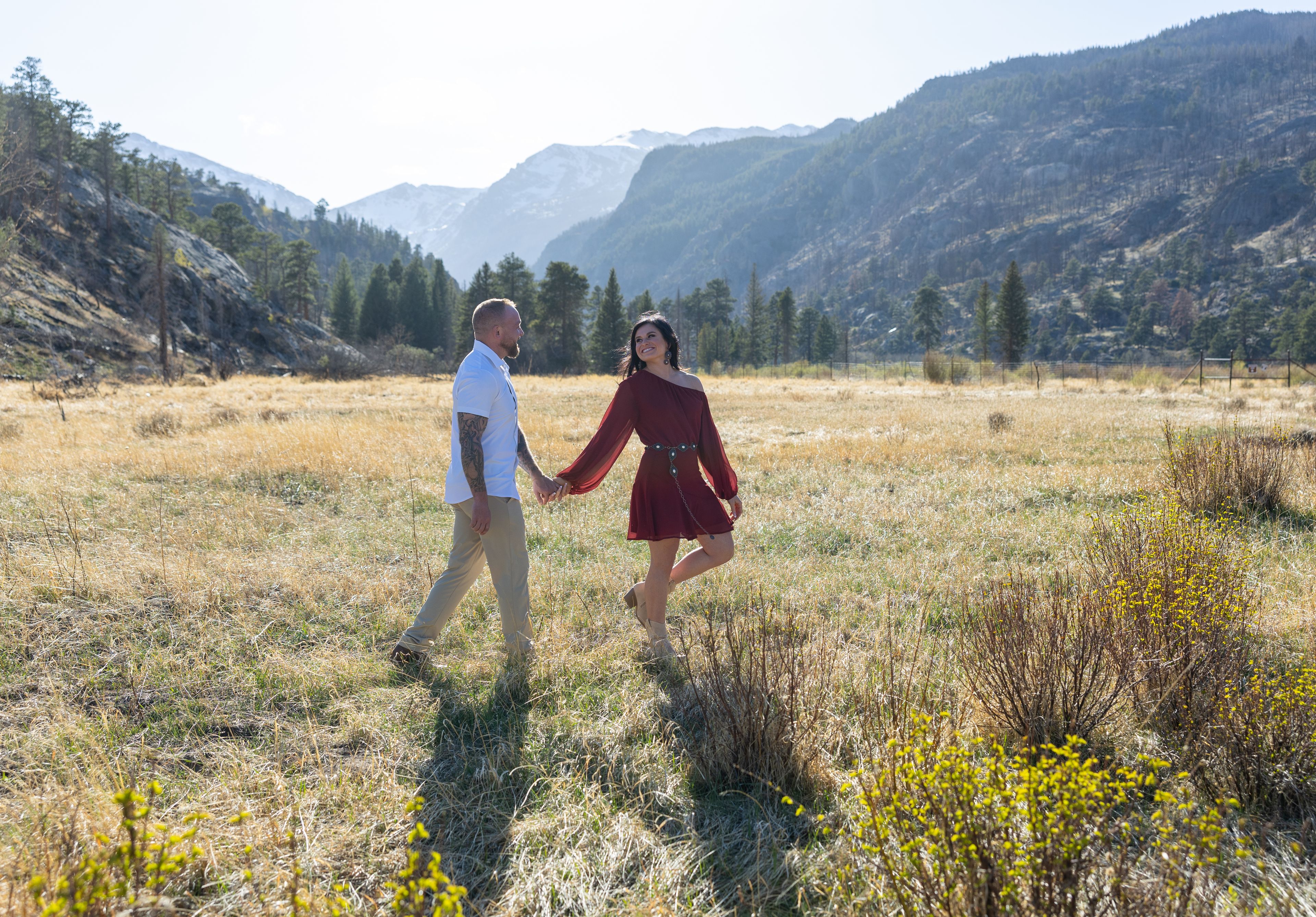 Jessica Mancini (engagement) real wedding photo at Cub Lake, Rocky Mountain National Park